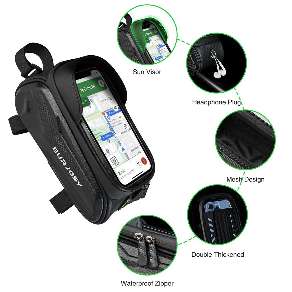 Bicycle Top Tube Bicycle Road Smartphone Waterproof Frame Compatible with 7 Inch Large TPU High Touch Comes with Rain Light Abrasion Shock Easy To