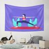 Yoga Pose Illustration On Purple Background Pattern Wall Hanging Tapestry Decorative Tapestry Home Decor for Bedroom and Living Room