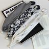 Silk scarf new pearl necklace spring and summer thin magnetic buckle lazy silk scarf women's pendant scarf collarbone chain