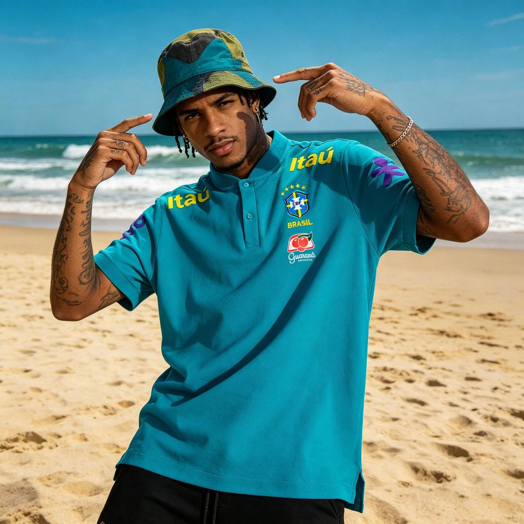 Abbigliamento da allenamento pre-partita nazionale brasiliana maglia a maniche corte da calcio abbigliamento casual da esterno hip-hop abbigliamento da calcio Coppa del Mondo