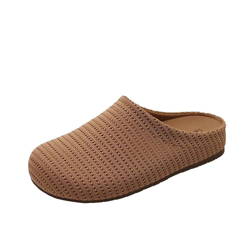 Fashion 2025 Summer Women Comfortable Casual Slip On House Slippers Ladies Hollow Out Backless Casual Loafers Walking Knit Shoes