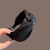 Women's High-End Black Knotted Headband - 2025 Embroidery Jacquard Wide Hair-Pressing Fashion Clip