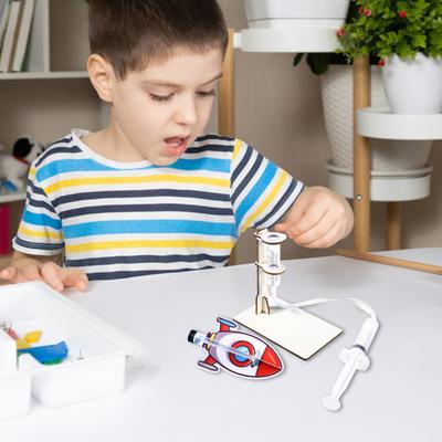 1 Set Kit Modello Lanciarazzi Fai da Te Puzzle in Legno Fatto a Mano Razzo a Propulsione ad Aria Artigianato di Costruzione Giocattolo Esperimento Scientifico Educativo STEM per Bambini