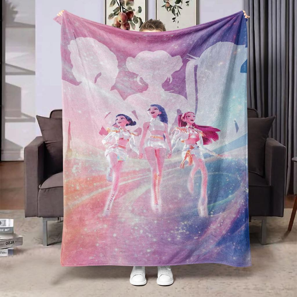 This Cozy Blanket Features A  And  Print Inspired By  Witcher Girls, Showcasing The Characters In Action.