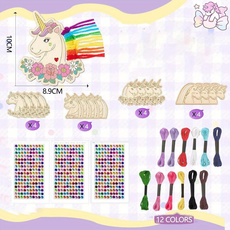 Unicorn Painting Kit Set - Wooden Craft Blank Cutouts for Kids & Adults DIY Ornament Coloring Supplies Creative Wood Unicorn