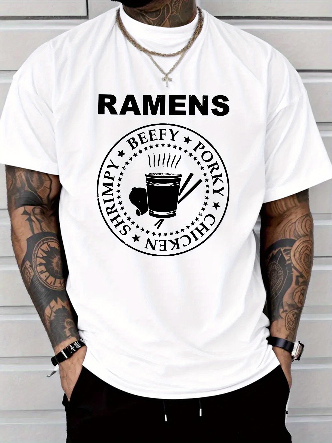 2025 Men s Casual Fashion Ramen Letter Print Short Sleeve T-Shirt XL