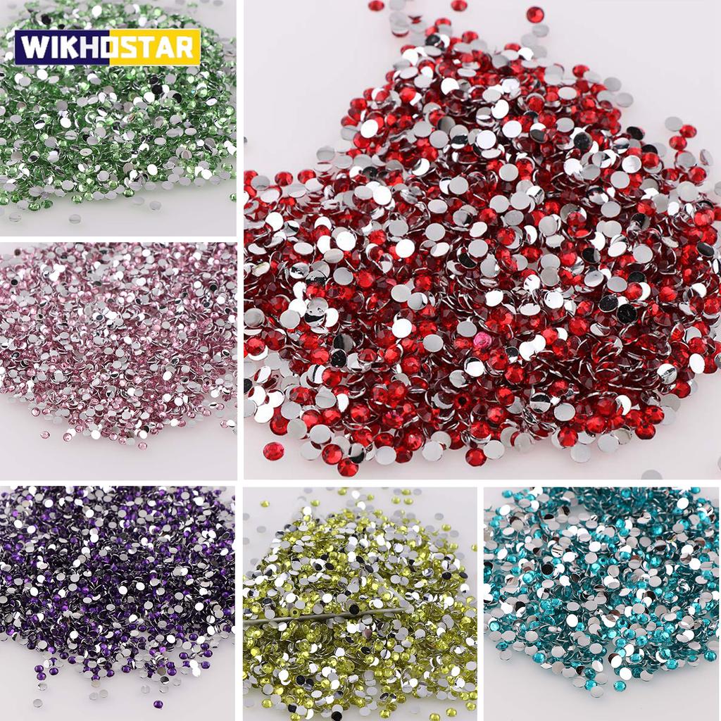 1000 pezzi Strass Non Termocollanti 2/4mm Rotondi Resina Piatto Cristallo Strass Fai da Te Nail Art Gioielli Decorazioni per Abbigliamento Incollabili