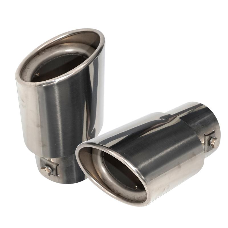 2Pcs 2.5" 63mm Stainless Steel Chrome Car Exhaust Tail Muffler Rear End Tip Pipe for Subaru Forester 2008 2009 2010 - 2012