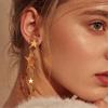 Fashion Women Star Long Tassel Earrings Bijoux Golden Color Creative Geometric Metal Five-pointed Dangle Drop Earrings Zircon