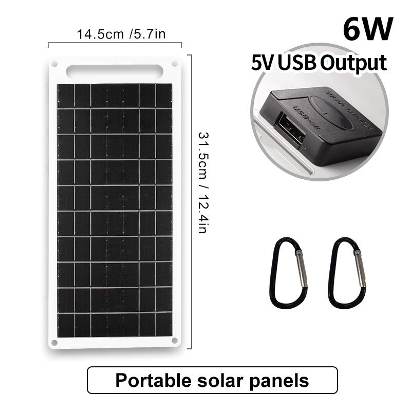 Solární panel s USB pro venkovní turistiku a kempování, přenosná baterie, powerbanka pro nabíjení mobilního telefonu, nabíjecí panel