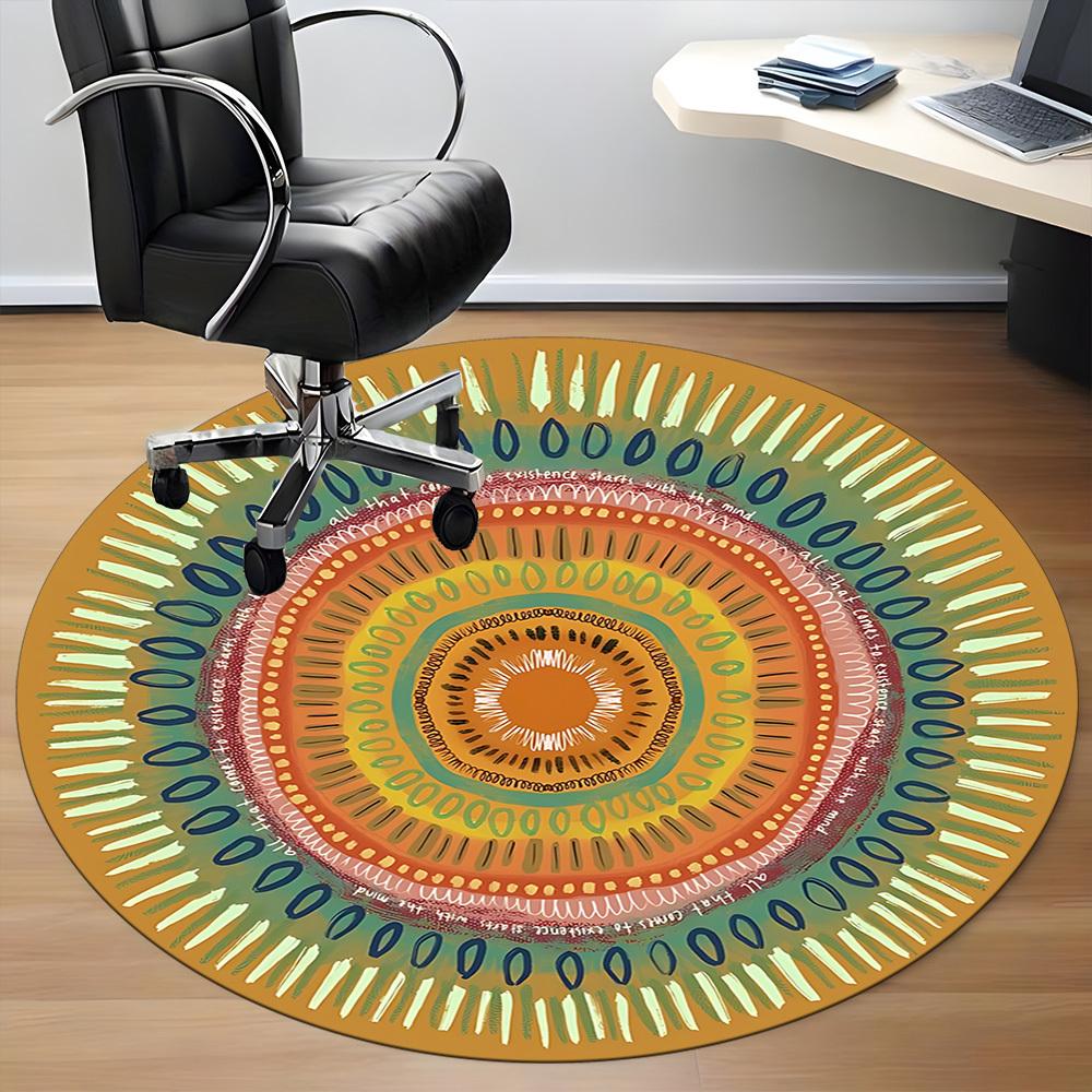 1 Stück Mandala Kunstwerk Teppich, Runder Rutschfester Langlebiger Großer Büroteppich, Geeignet für das Büro
