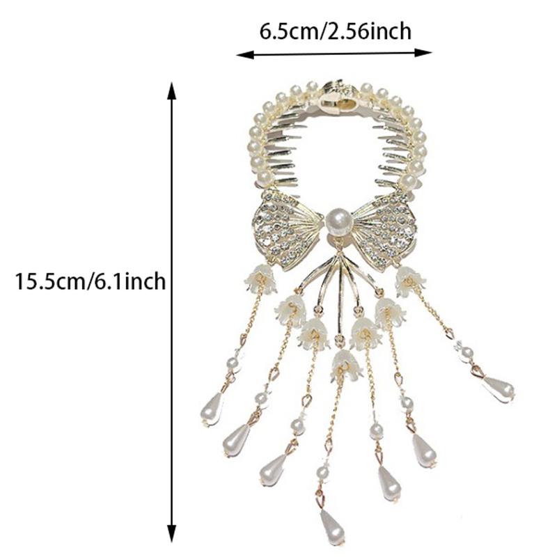 Retro Bell Orchid Flower Hair Clip Women Bowknot Tassel Hair Claw Girls Elegant
