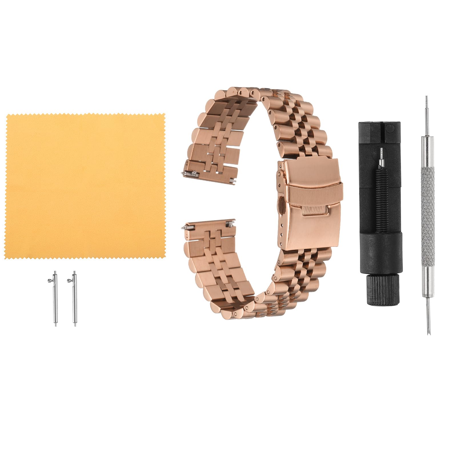 

[uxcell] 22mm Stainless Steel Mesh Watch Band, Quick Release Universal Metal Watch Strap, Double Lock Deployment Clasp, Replacement Band for Men and