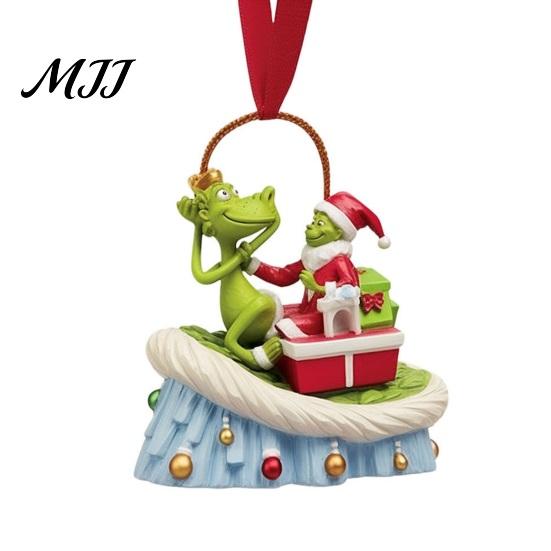 Colorful Elf Pendant for DIY Crafts Green Christmas Ornament, Flat Acrylic Tree Hanging Decorative Charms Holiday Gifts Car Mirror Backpack,