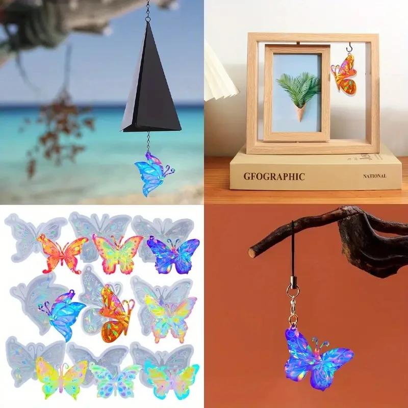 1Pcs Butterfly Silicone Pendants Keychain,Hanging Ornaments for DlY Necklaces,Bracelets,Home&CarDecors,Festive Gift Favors