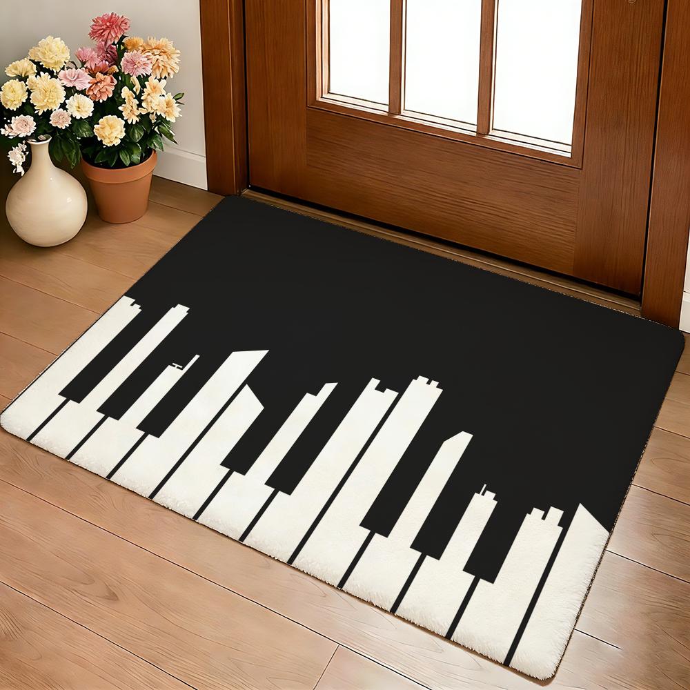 Muzieknoot Piano Patroon Vloermat Gezellige Flanel Zacht Dik Antislip Mat Voor Woonkamer Slaapkamer Keuken Decor Vloerkleden