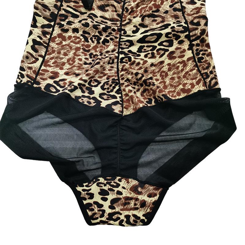 Leopard Print Body Shaper: Push-up Bra & Tummy Control Waist Cincher with Adjustable Straps