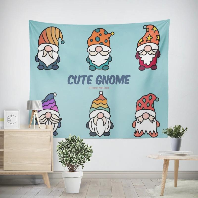 Christmas New Year Gnome Dwarf Pattern Living Room Bedroom Decorative Tapestry