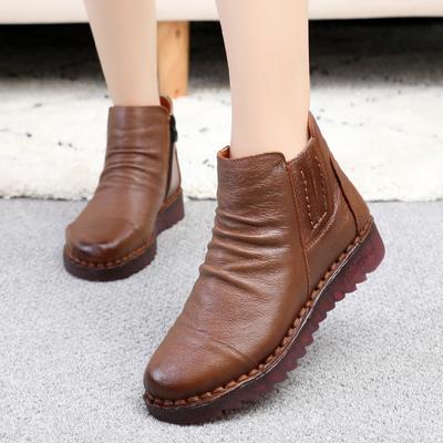 New Autumn/Winter Women Boots Genuine Leather Waterproof Warm Ankle Boots Female Casual Shoes Lady Soft Flat Shoes