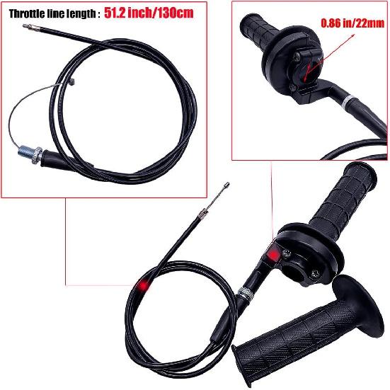 Auto-Moto Handle Bar Throttle Grips Grip +Throttle Cable + Throttle Housing Clamp for Dirt Bike Quad ATV Pit 50cc 125cc