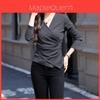 T Shirt Spring Fall Oversize V Neck With Embroidery For Private Style Fashion