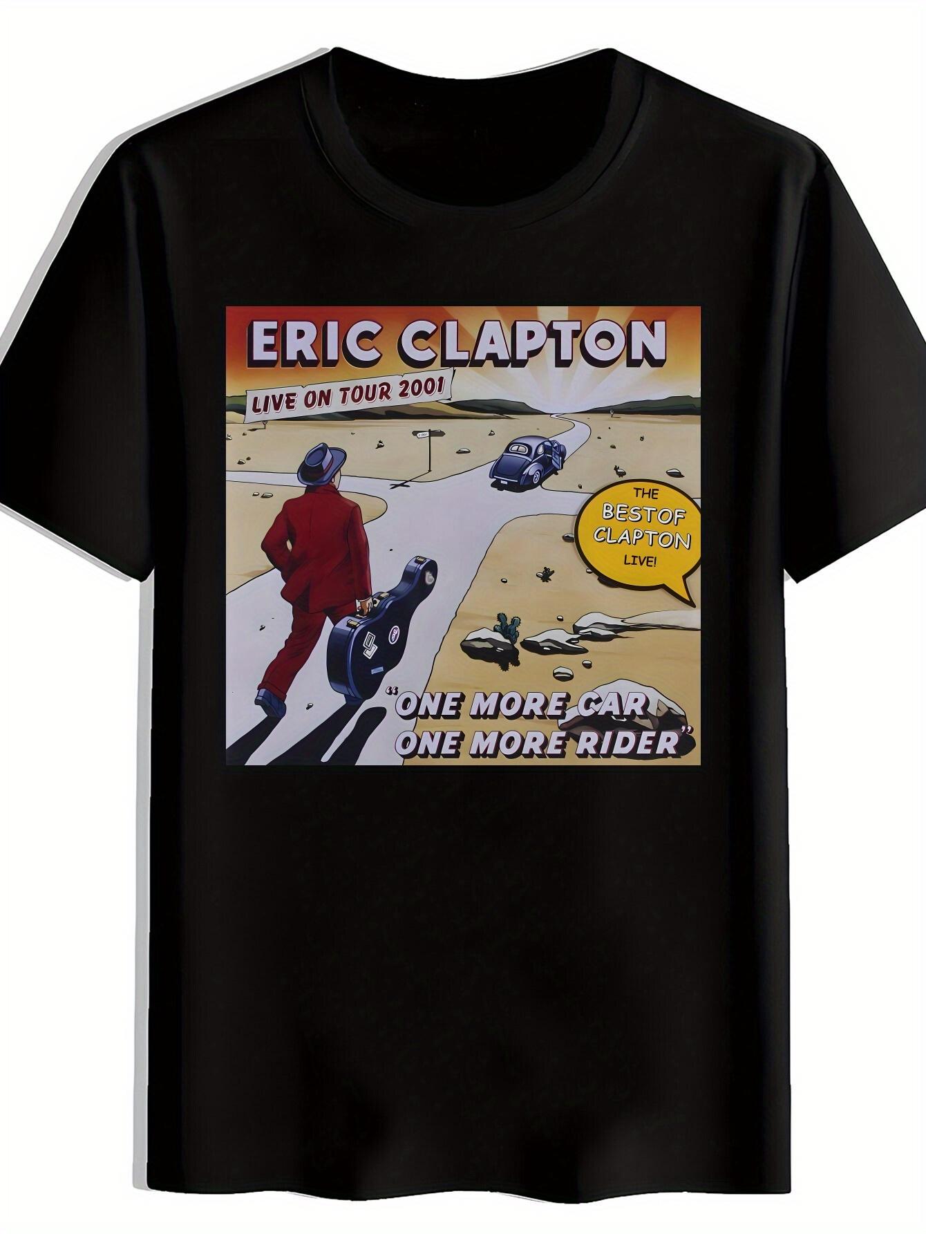 Retro Eric Clapton Live on Tour 2001 Graphic T-shirt - Black Short Sleeve Crew Neck M