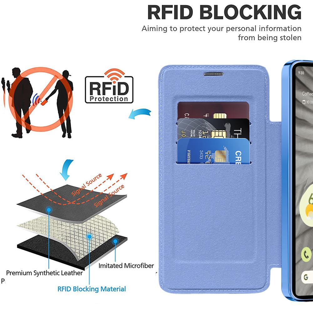 For Google Pixel 7a Magnetic Case Compatible with MagSafe Card Holder Leather Phone Cover