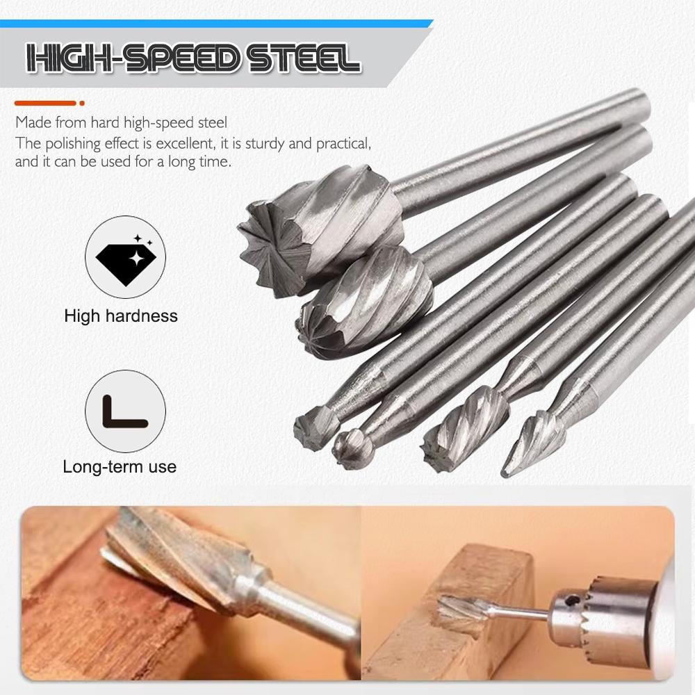 10 Pcs High-Speed Steel Rotary Files Carbide Rotary Files Steel Coarse-Tooth Engraving Milling Cutters Woodworking Rotary Files