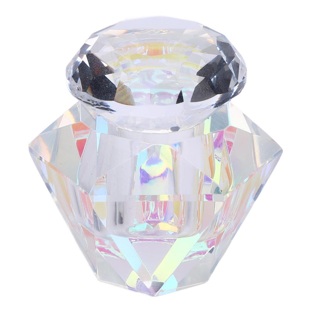 Nail Art Dappen Bowl Glass Cup with Lid Elegant Shape for Nail Brush Washing Jewelry Storage Container