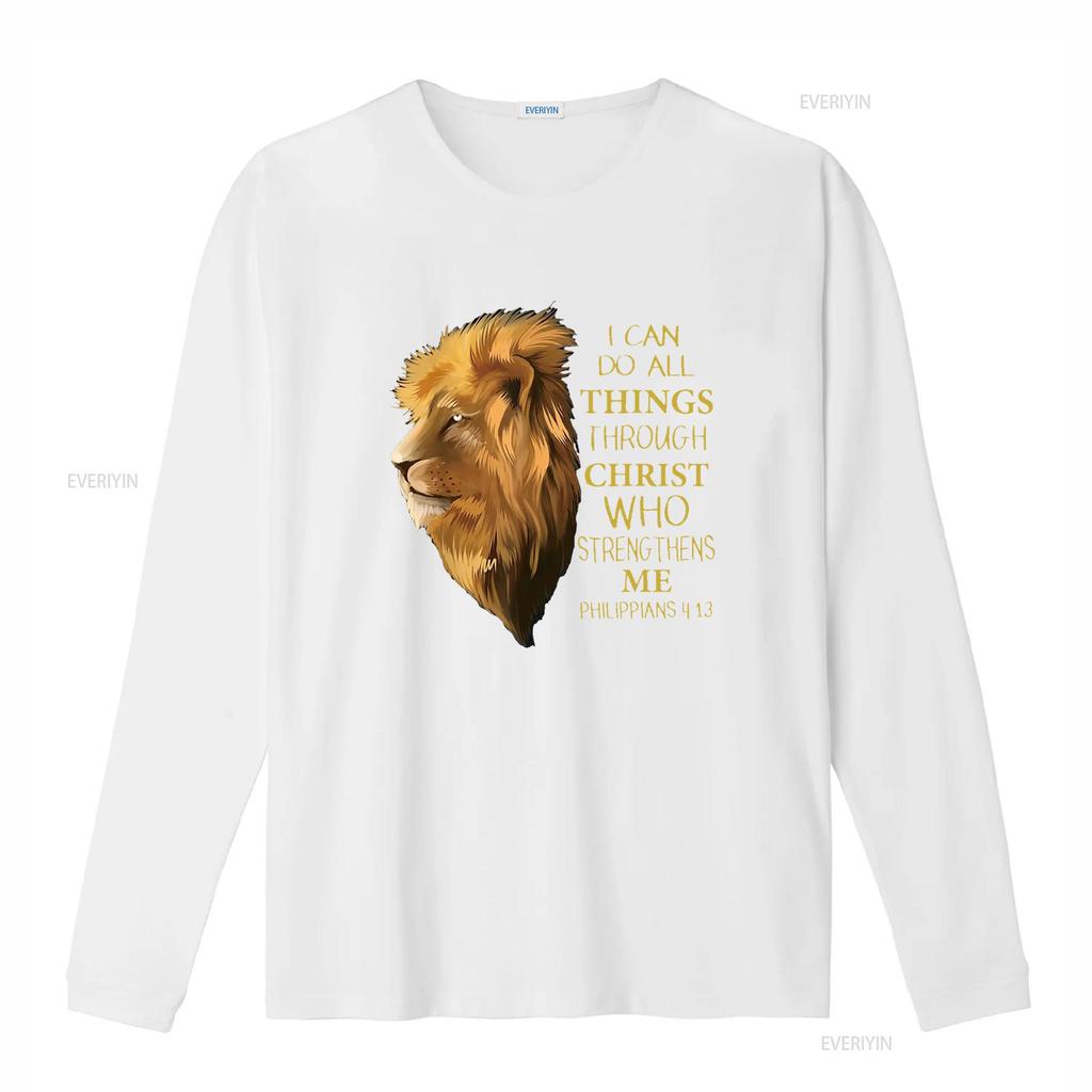 Philippians 4 13 Religious Lion Verses Funny Christian T Shirt Black Medium Vintage Washed Streetwear Breathable Slightly