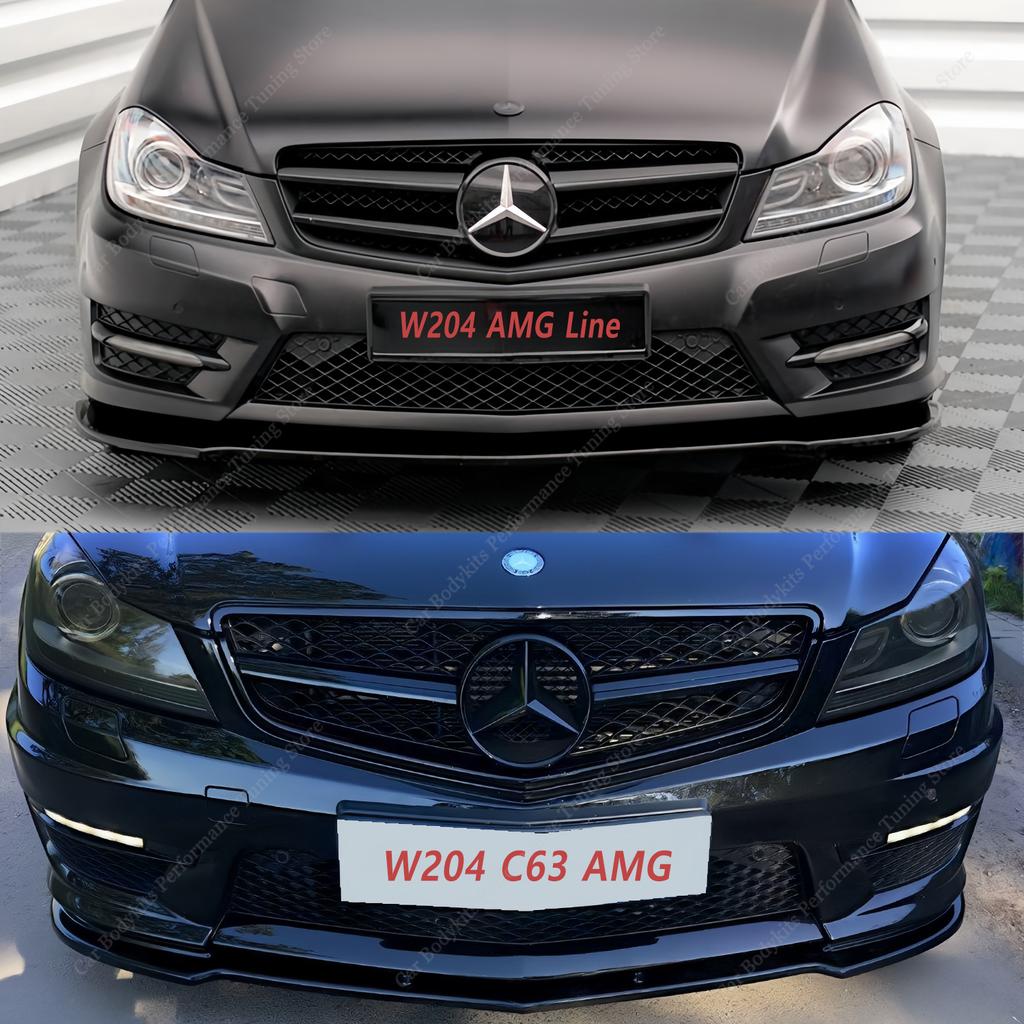 Maxton Style Front Bumper Lip Spoiler Splitter For Mercedes W204 S204 C63 AMG/AMG-line 2011-2014 Facelift Bodykits Tuning
