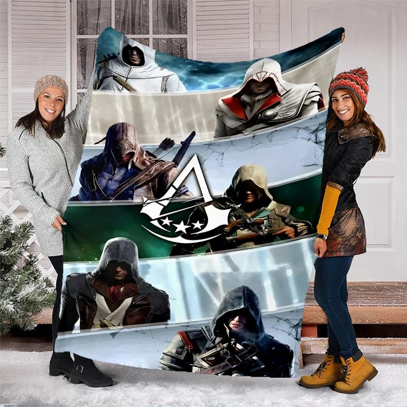 1pc Assassin's Creed Theme Blanket - Digital Print, Polyester, Cozy for All Seasons, Perfect for Outdoor, and Travel