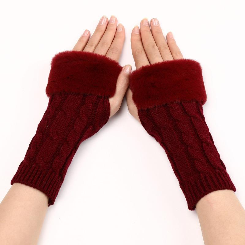 Botvotee Y2k Accessories Arm Sleeves Women Arm Warmers Free Shipping Furry Knit Winter Fingerless Gloves Half Finger Oversleeve