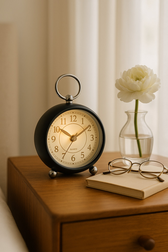 Retro-Wecker, nicht tickend, geräuschloser Nachttischwecker, einfache, laute Schreibtischuhr mit Licht für Tiefschläfer