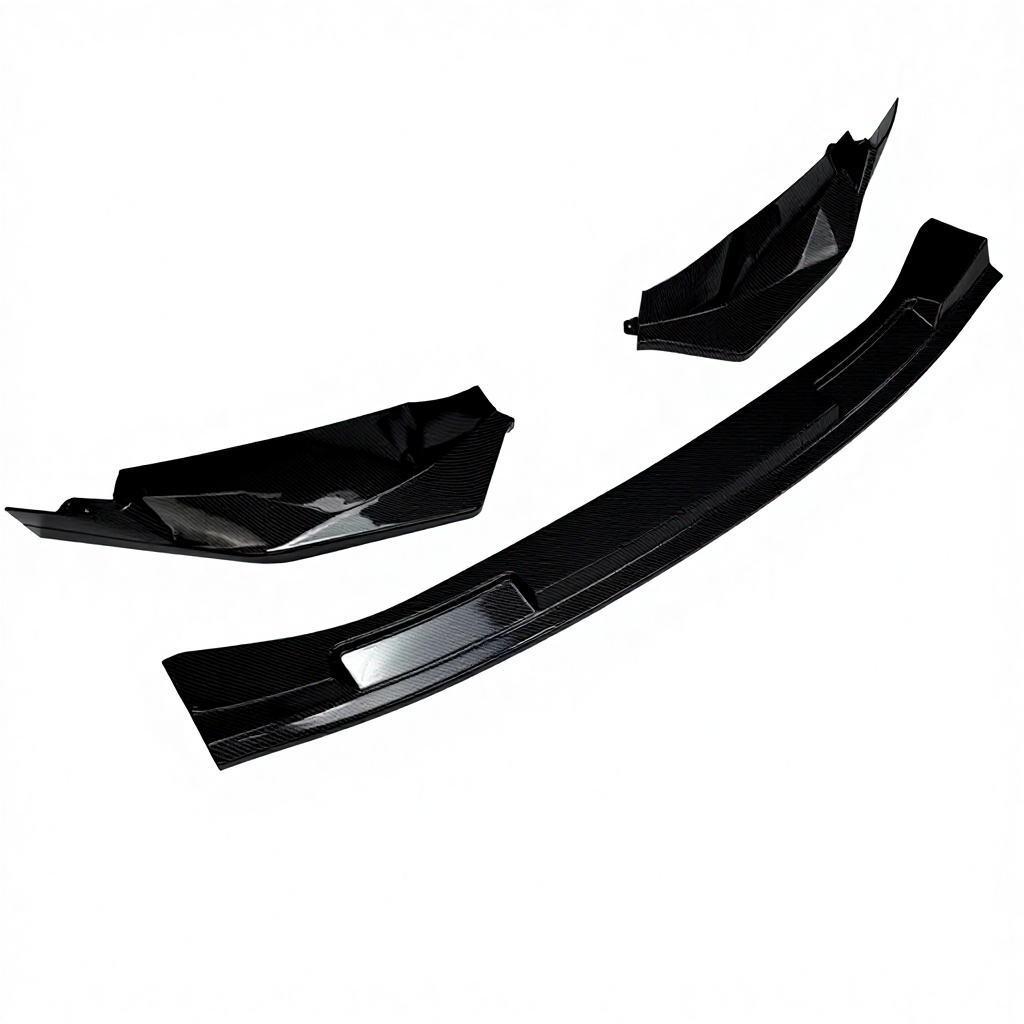 Compatible BMW G80/G82 V Style M3/M4 Three-Section Front Lip Carbon Fiber Pattern Kit - Bright Black