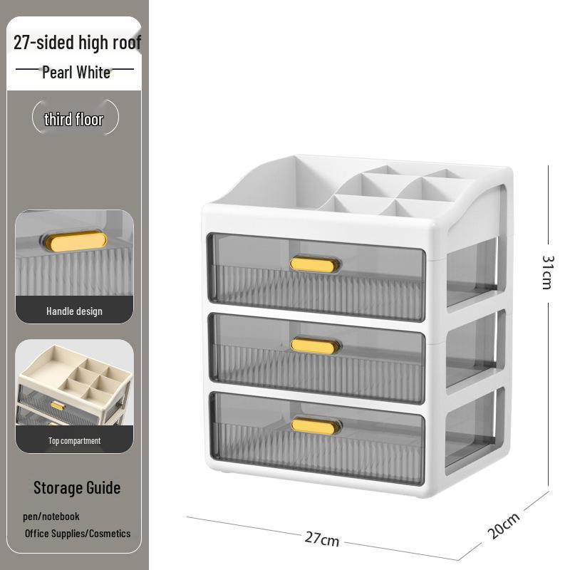 Multi-layer Desktop Organizer: Drawer-Type Storage Box for Office Supplies, Stationery, and Cosmetics