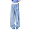 Retro Splicing Collision Color Plaid Loose Drag Ground Casual Women Tide Wide Leg Pants