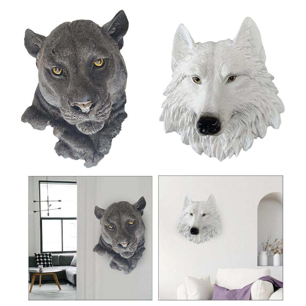 Modern Animal Head Statue Art Crafts Hanging Wall Mount Resin 3D Faux Wild Animals Head Sculpture for Restaurant Home Decoration