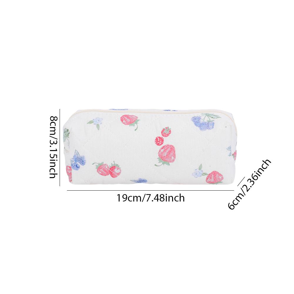 3Pcs Cute Quilted Cosmetic Bag Large Capacity Adorable Padding Skincare Pouch Strawberry Print Bathroom Shower Travel Bag