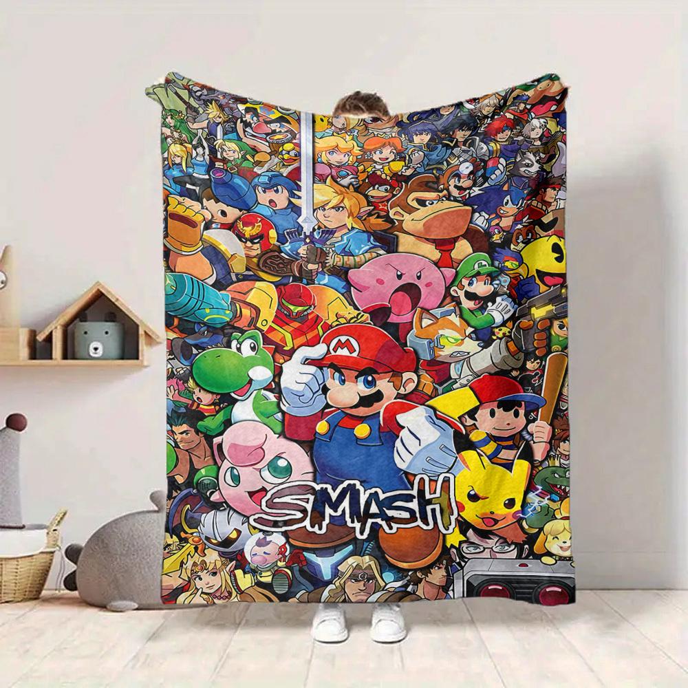 1pc Mario Gamer Gaming Flannel Blanket, Soft Skin Friendly with Digital Printing, Various Sizes Available for Family, Friends, Birthday