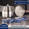 11-Piece Stainless Steel Soup and Steamer Pot Set, Large Sizes 28-36cm for Export Kitchen Cooking