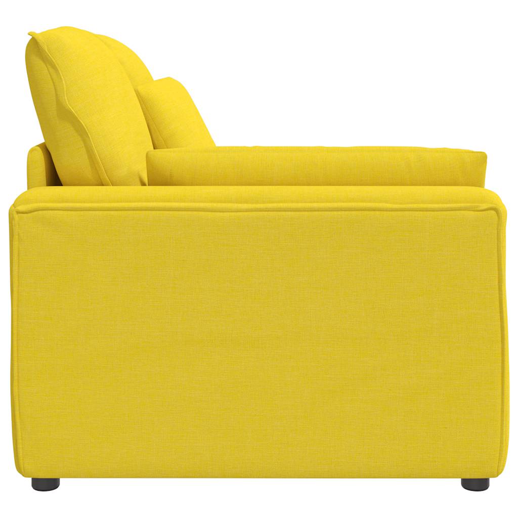Modular Sofa End Module with Armrest and Cushions Light Yellow 100 Cm