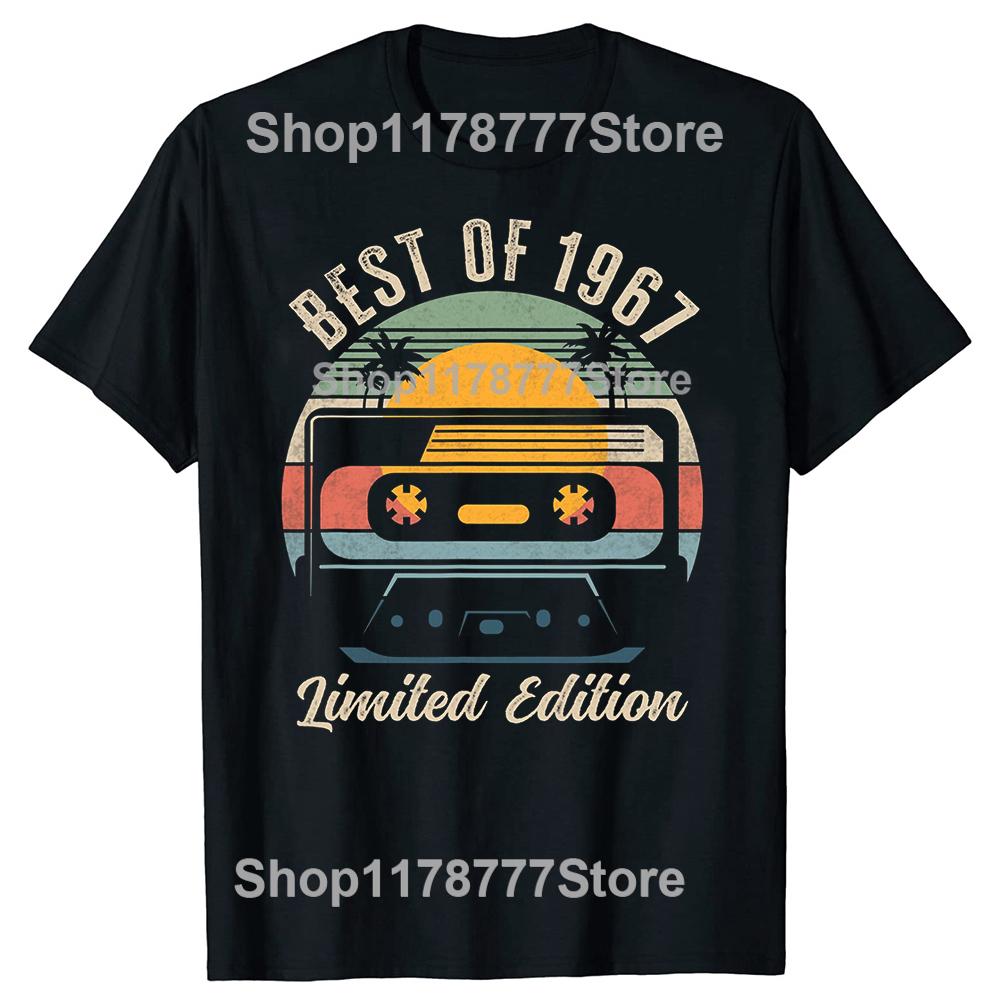 New Men 1967 Music Cassette 58th Birthday Gifts 59 Years Old T Shirt Oversize Printed Casual Tee Shirt Casual Short Sleeve