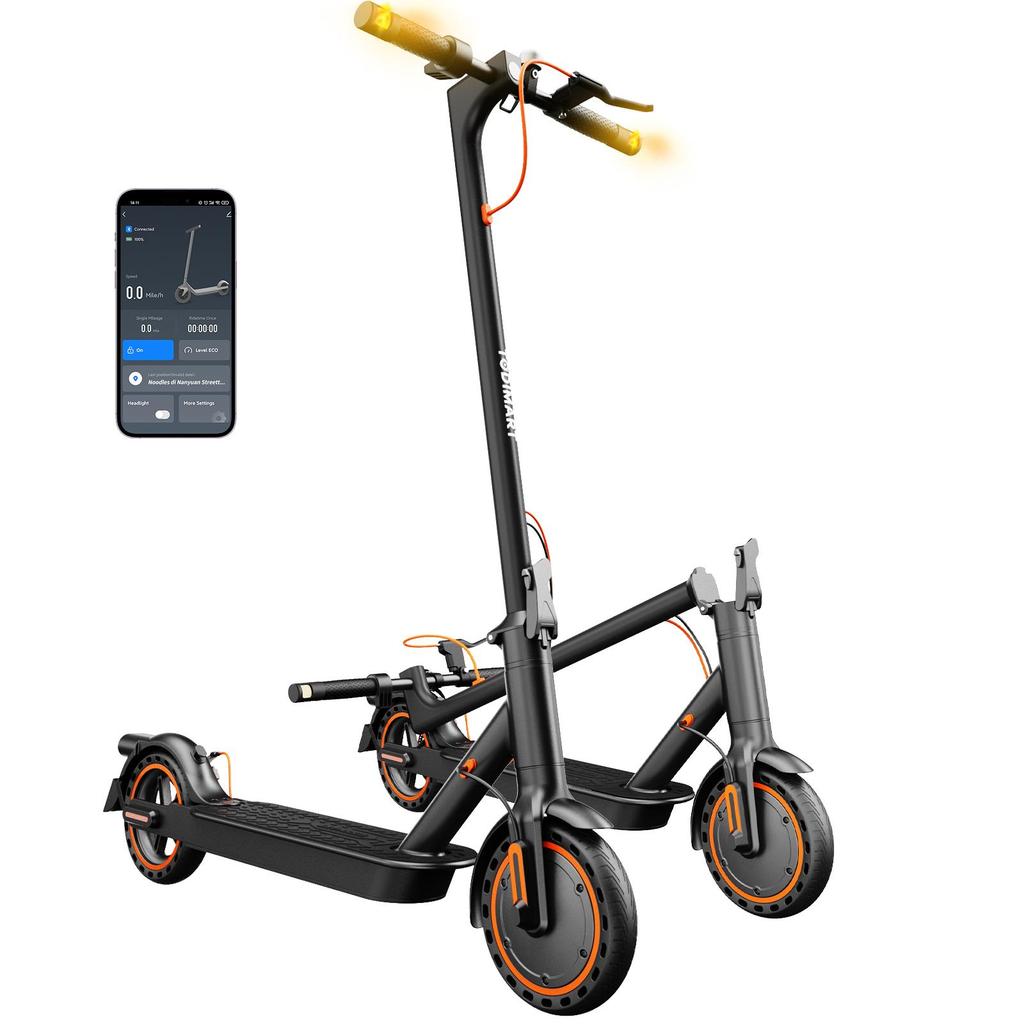 Electric Scooter Adult with Turn Signal and APP 30-35km Range, 8.5" Ultra Light Foldable E Scooter,  350W Motor, 3 Speed Mode, TODIMART T6