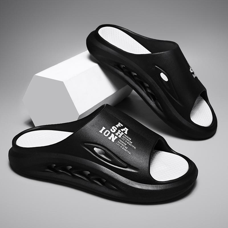 

Модные мужские тапочки, уличные сандалии, пляжные шлепанцы на мягкой подошве, дизайнерские мужские повседневные туфли, шлепанцы, домашние тапочки, размер 39-48 39-40 чёрный