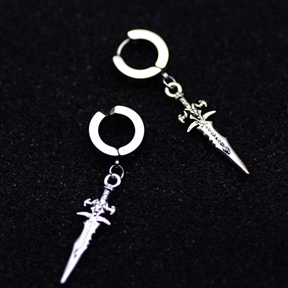 Single Creative Personality Students Cross Long Hoop Chain Earrings Women Men Male