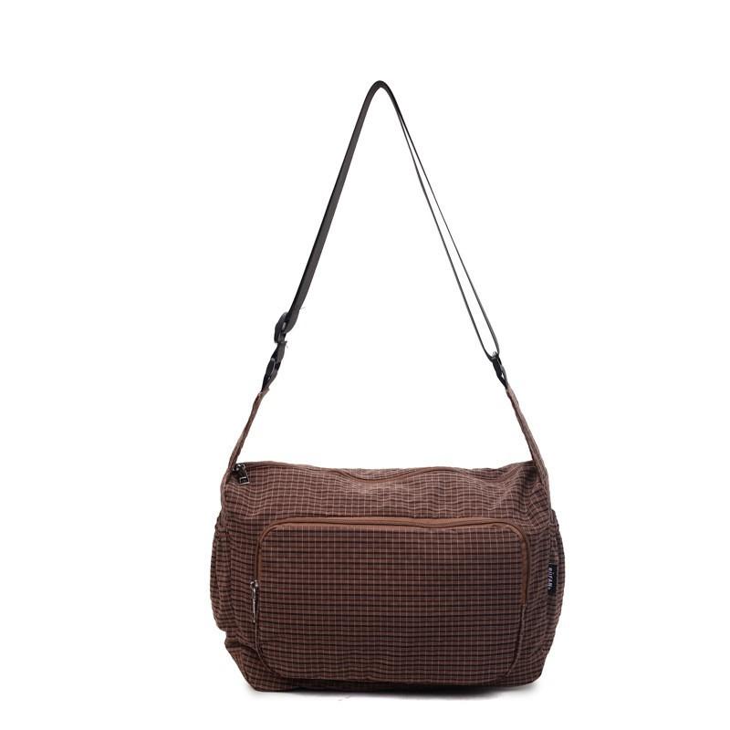 

2025 Новый Стиль Простой Клетчатый Холщовый Одноплечевой Сумка-кроссбоди Повседневный Большая Вместимость Универсальный Женский коричневый