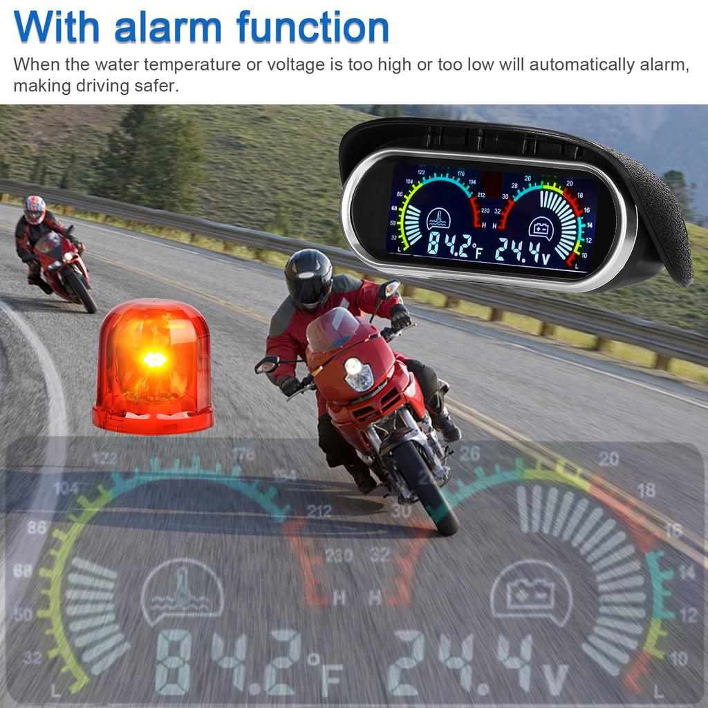 2 in 1 Car Water Temperature Meter Voltmeter LCD Digital Display with Alarm 1 8NPT Sensor for Car Truck SUV RV