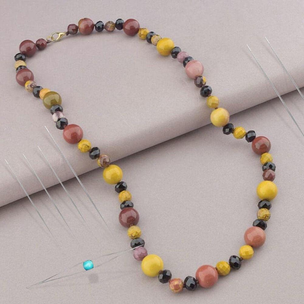 Bew Collapsible Big Eye Needles Long Straight Stainless Steel Beading Needles Bracelet Tools