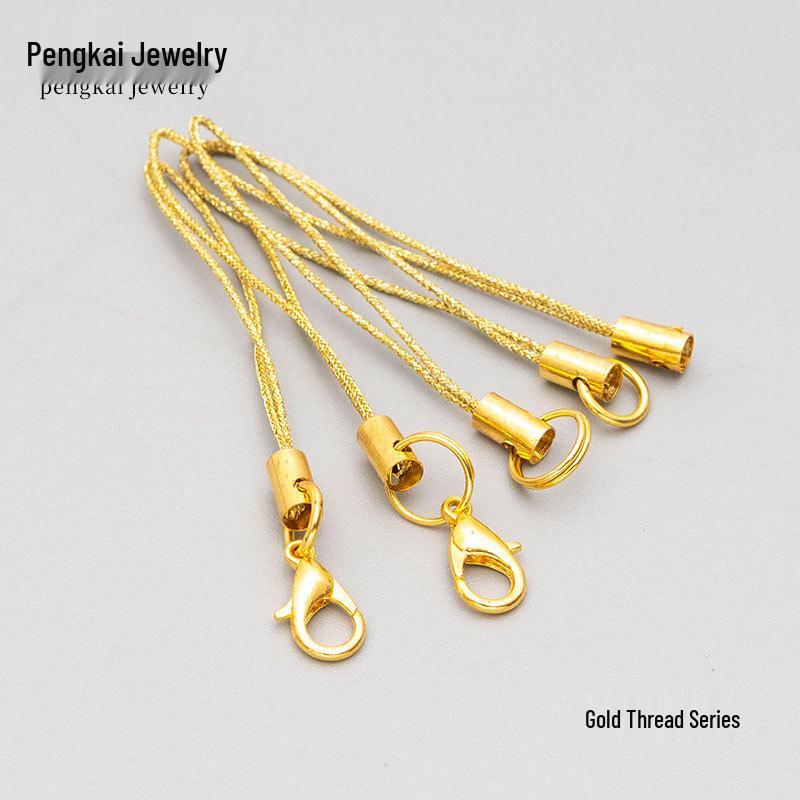 

Высококачественная фурнитура для украшений DIY: Золотистый и серебристый проволочный карабин-лобстер с веревкой для мобильного телефона и пряжкой. Straight Tube